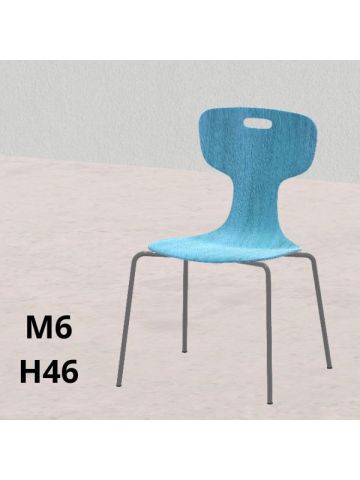 SEDIA GIGLIO Wood blu H 46cm, scocca legno, gambe grigie  SD.FLEXW.4GF.M6GC.BL